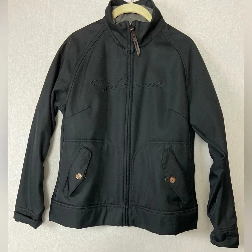 Salomon Black Fleece Lined Full Zip Technical Ski Warmup Jacket M